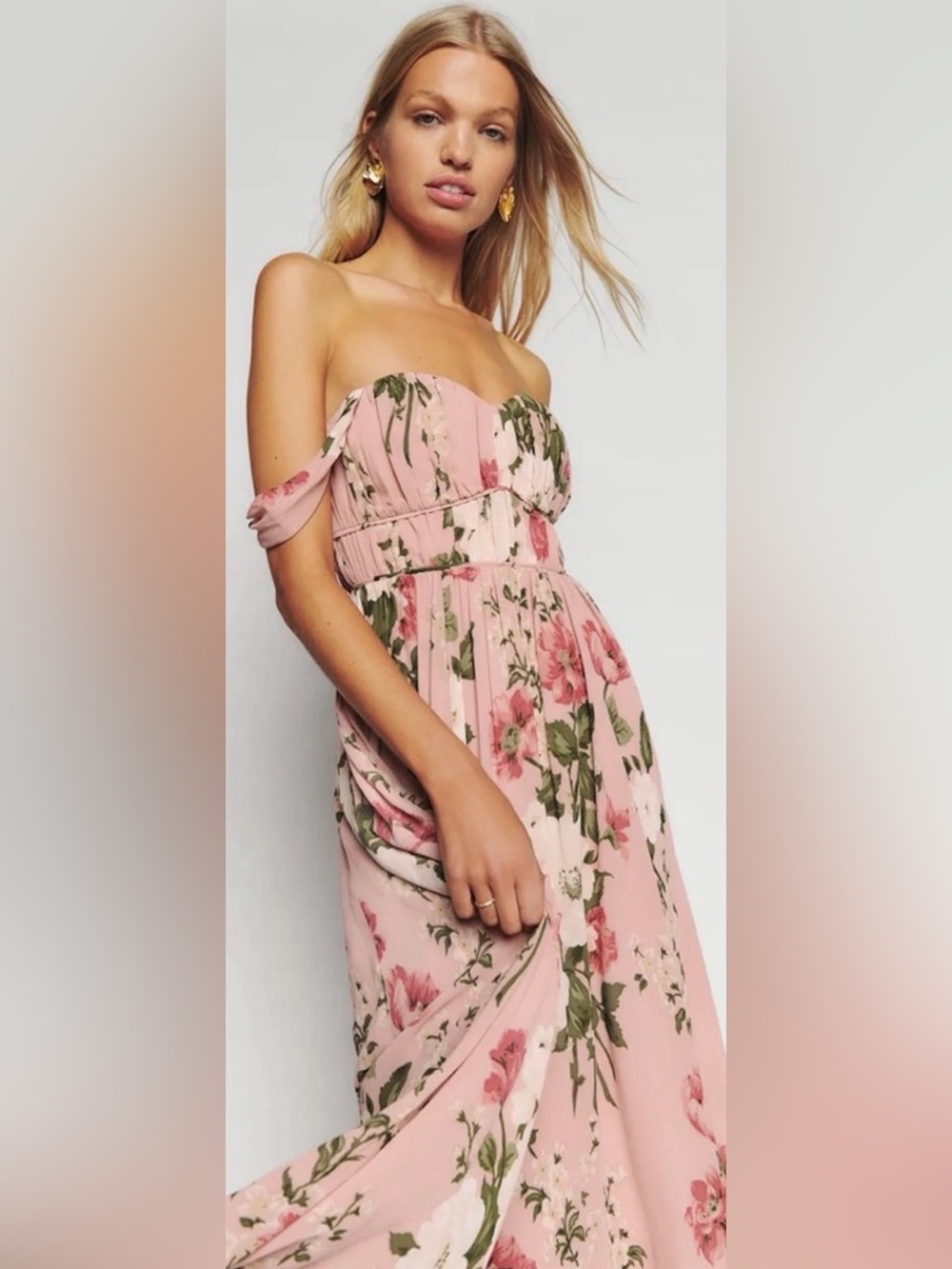 Stunning REFORMATION JAYDE Maxi Rose DRESS • SIZE 8 EUC